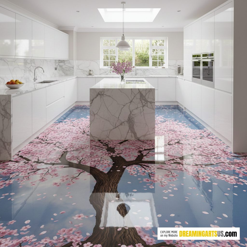Epoxy Cherry Blossom Flooring