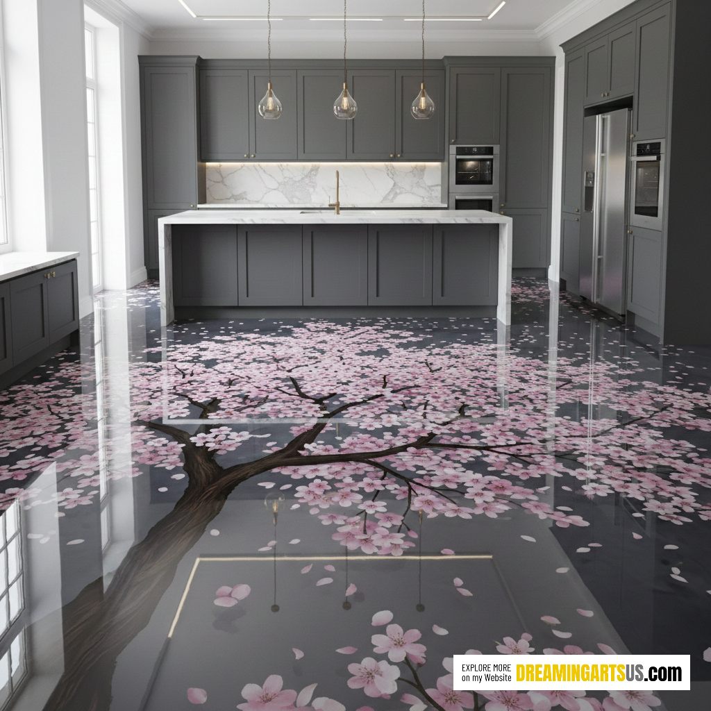 stunning cherry blossom epoxy floors