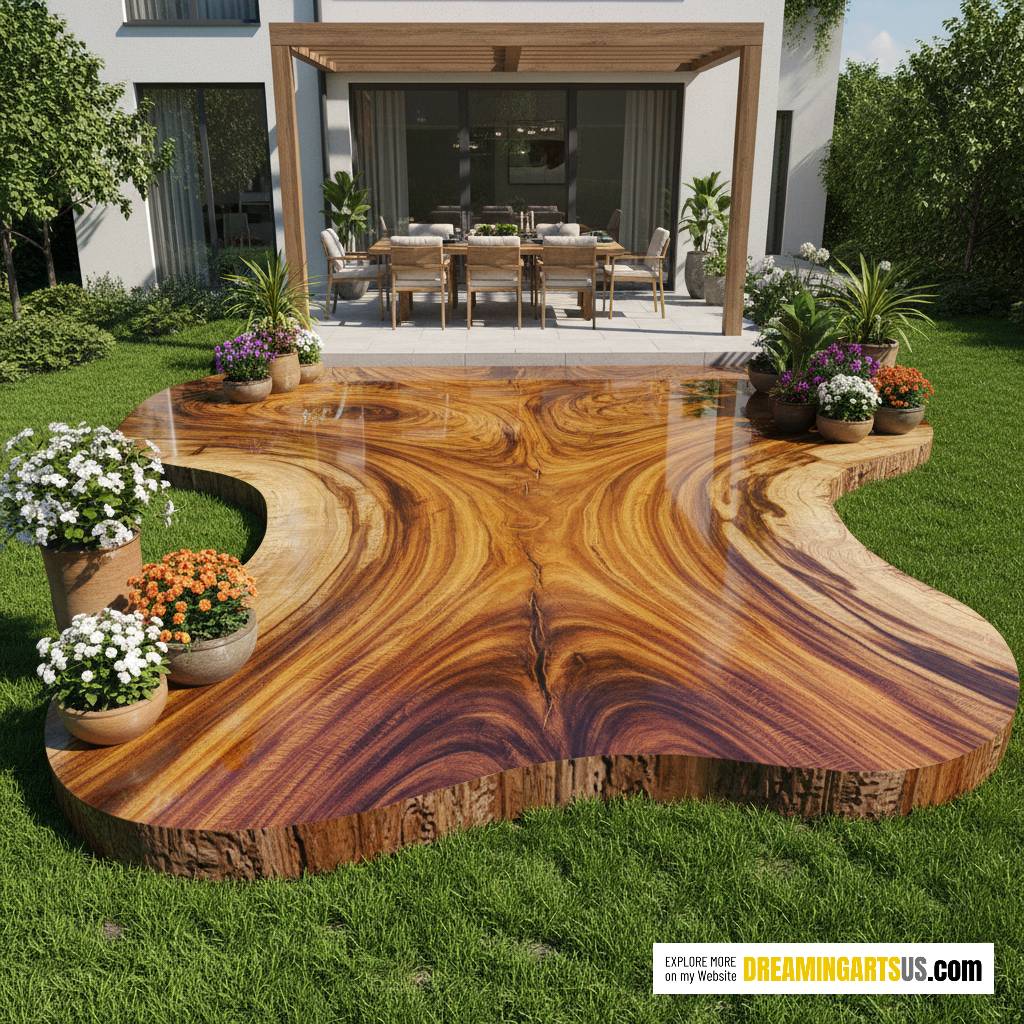 live edge wood patio