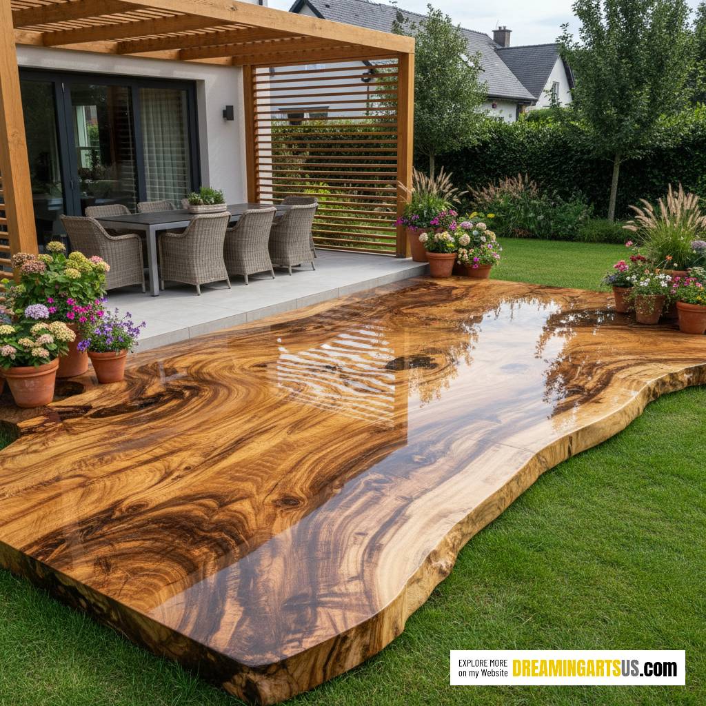 live edge wood patio