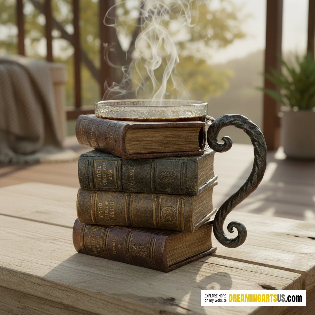 Stacked Books Shape Coffee Mug