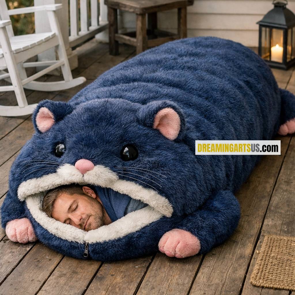 Fluffy Hamster Shaped Sleeping Bag