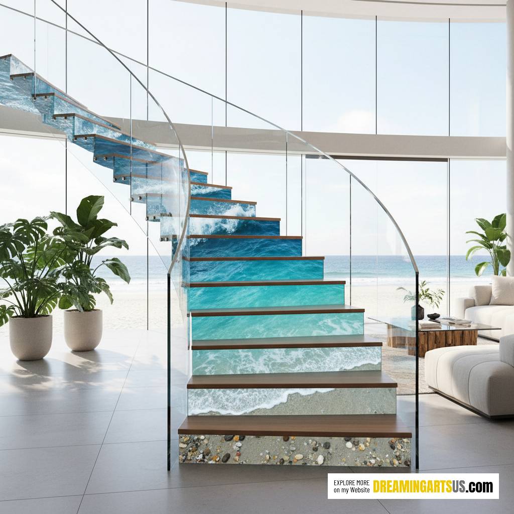 active scene beach stairs