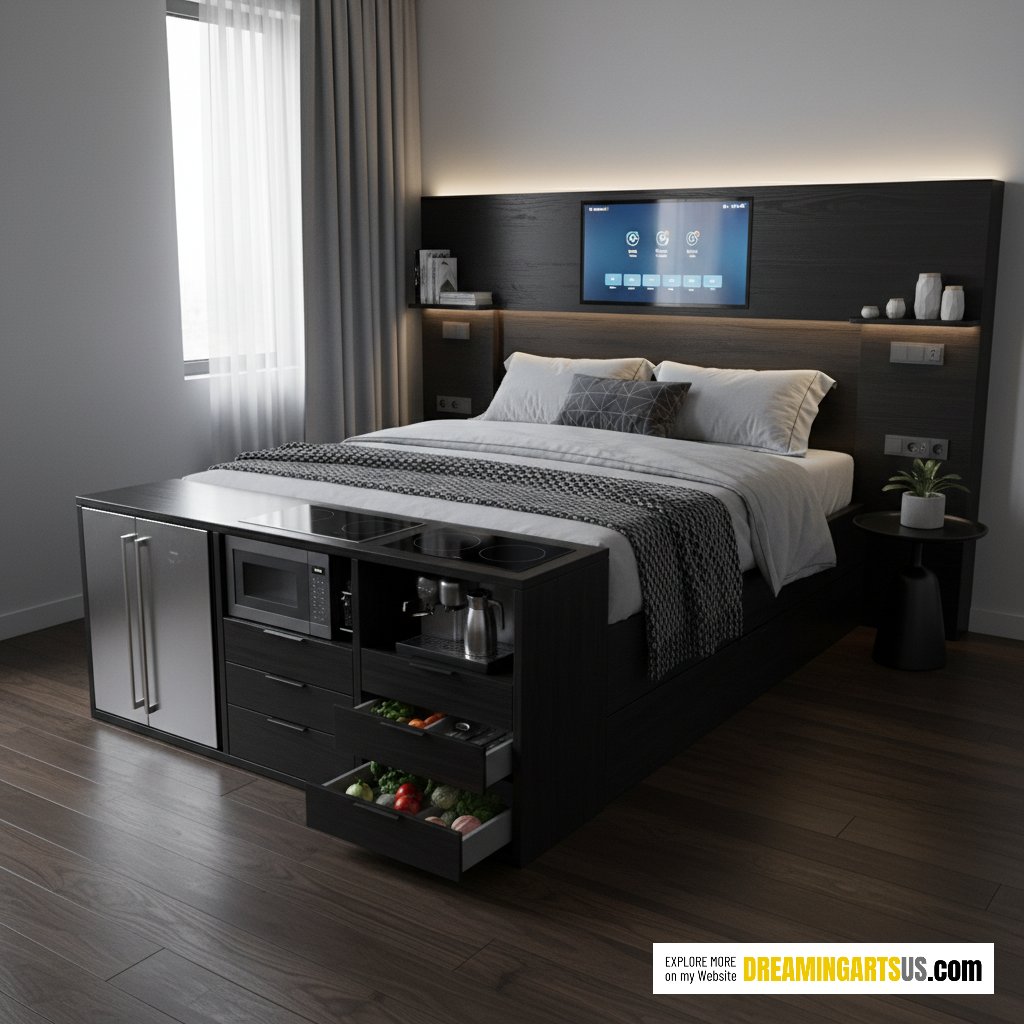 Beds have built-in kitchens