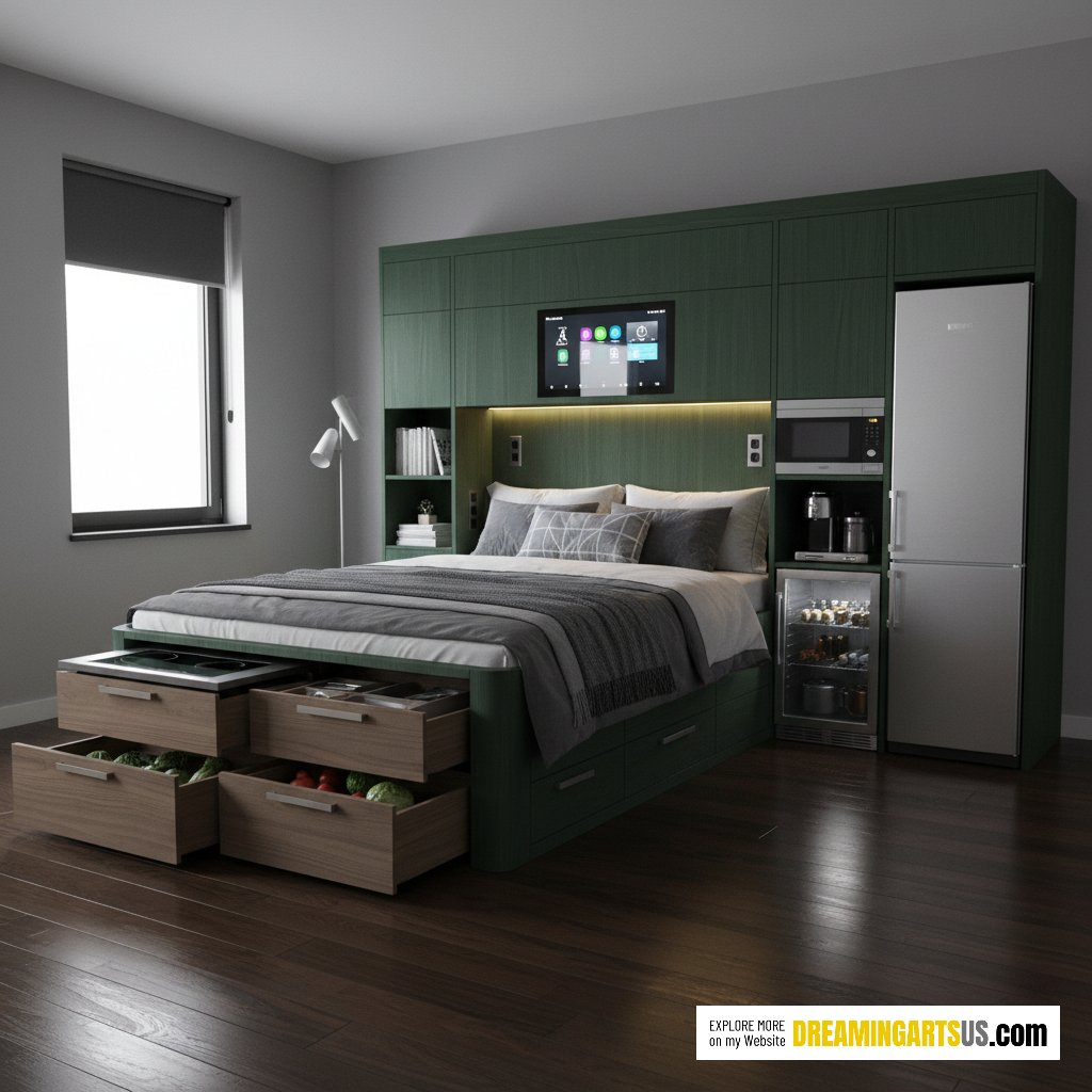 Beds have built-in kitchens