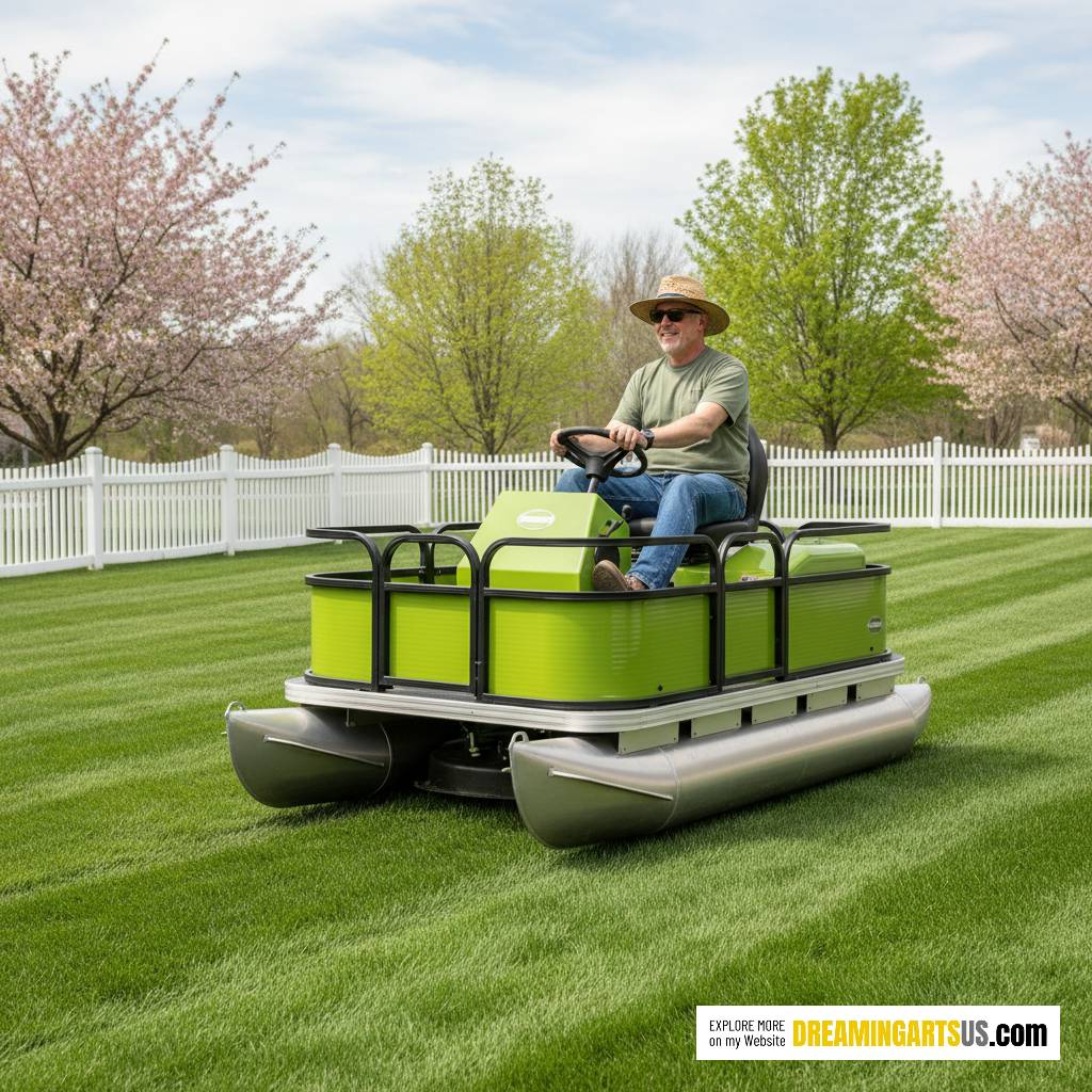 pontoon boat riding lawn mower