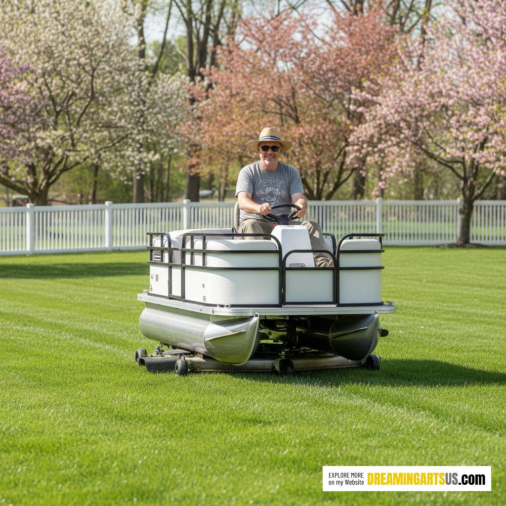 pontoon boat riding lawn mower