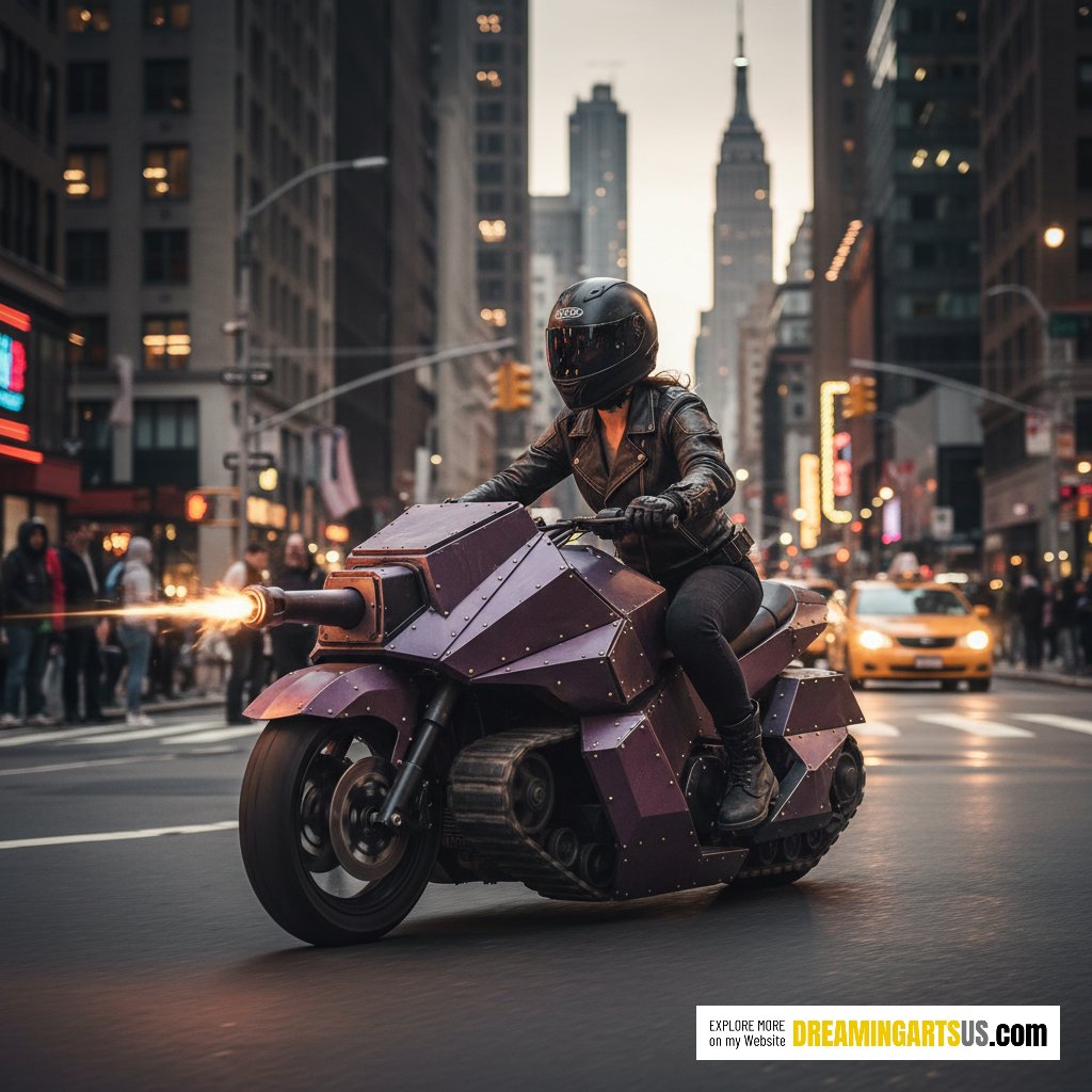 Tank-inspired motorcycle