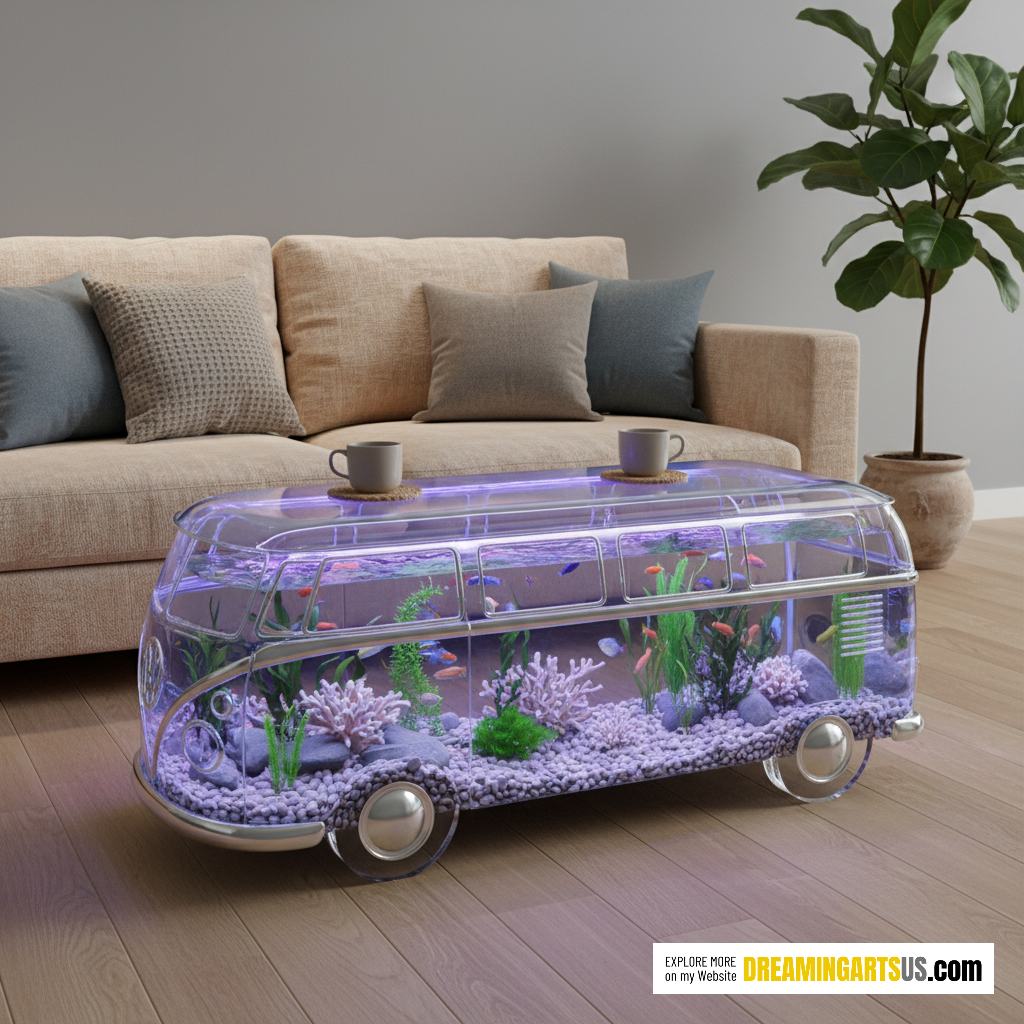 Volkswagen bus aquarium coffee tables