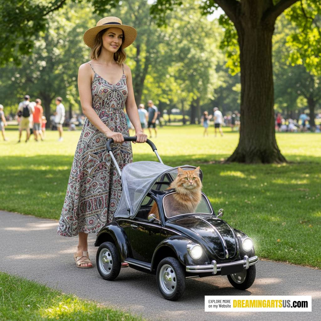 VW beetle pet stroller