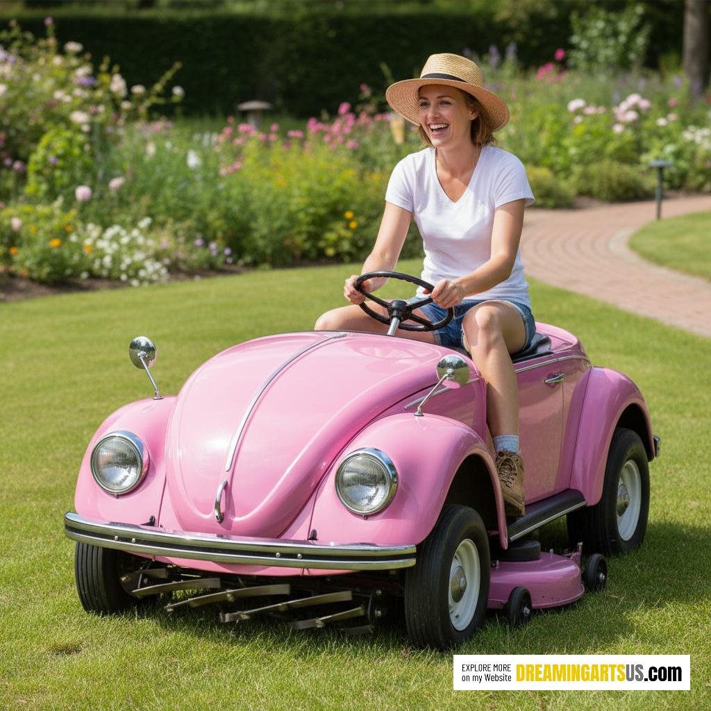 VW Beetle riding mower