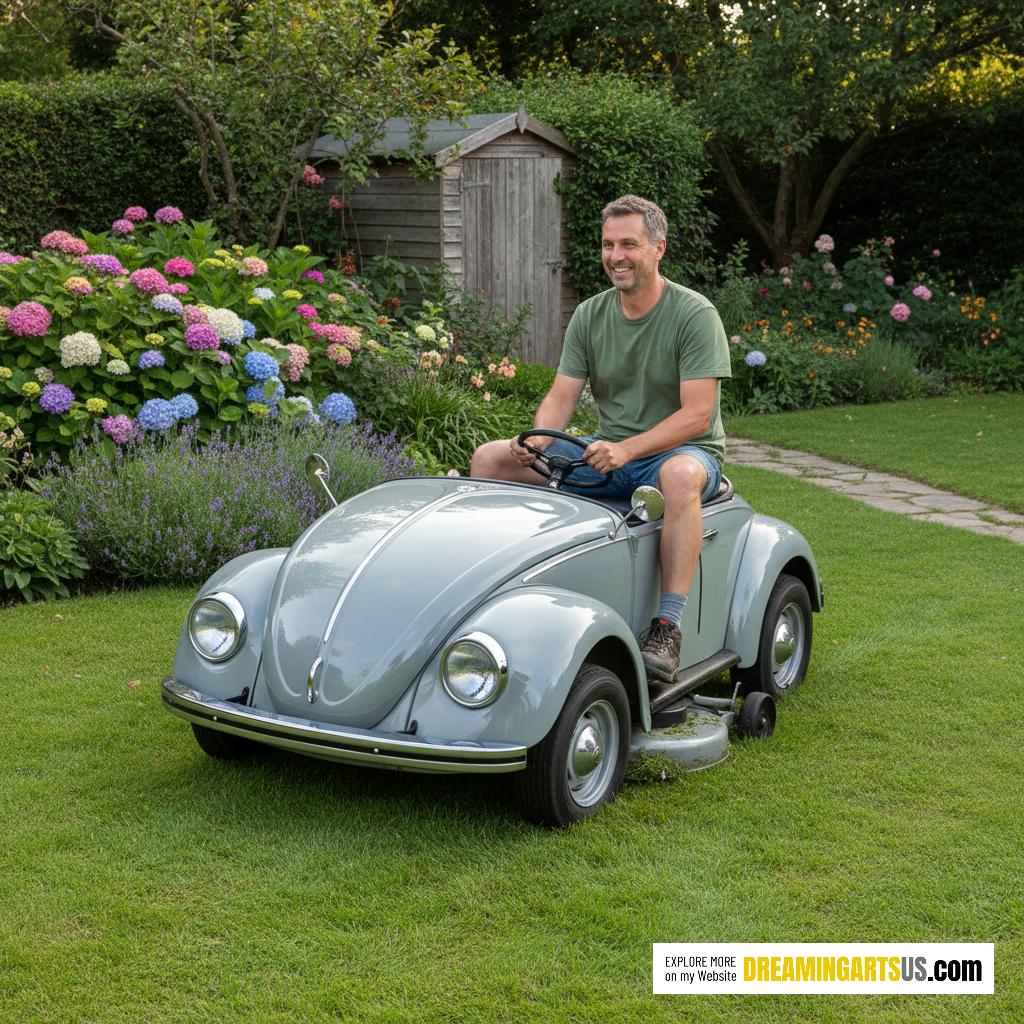Volkswagen Beetle riding mowers