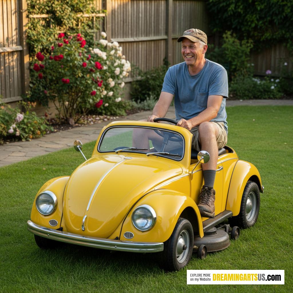Volkswagen Beetle riding mowers