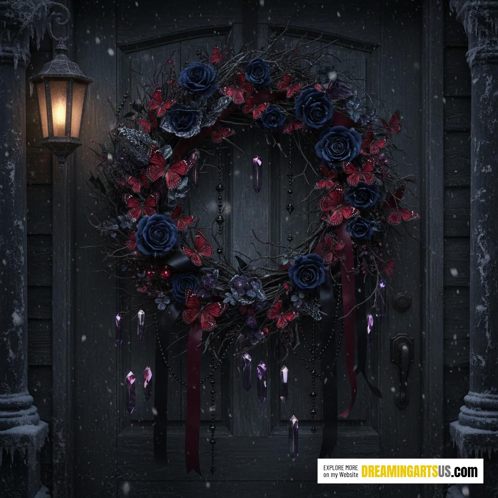 butterfly-themed Christmas wreath