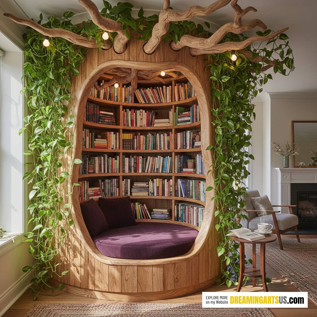 stunning tree reading nook