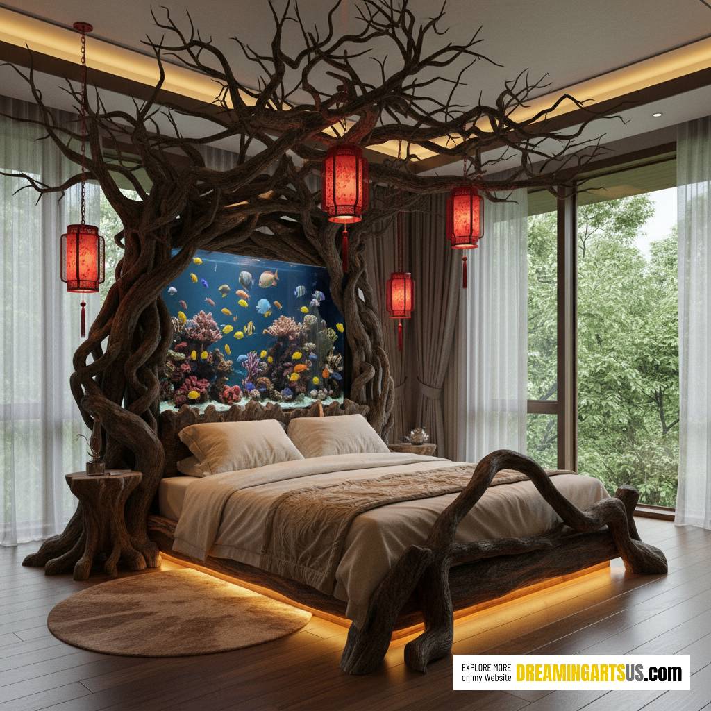 wooden aquarium beds