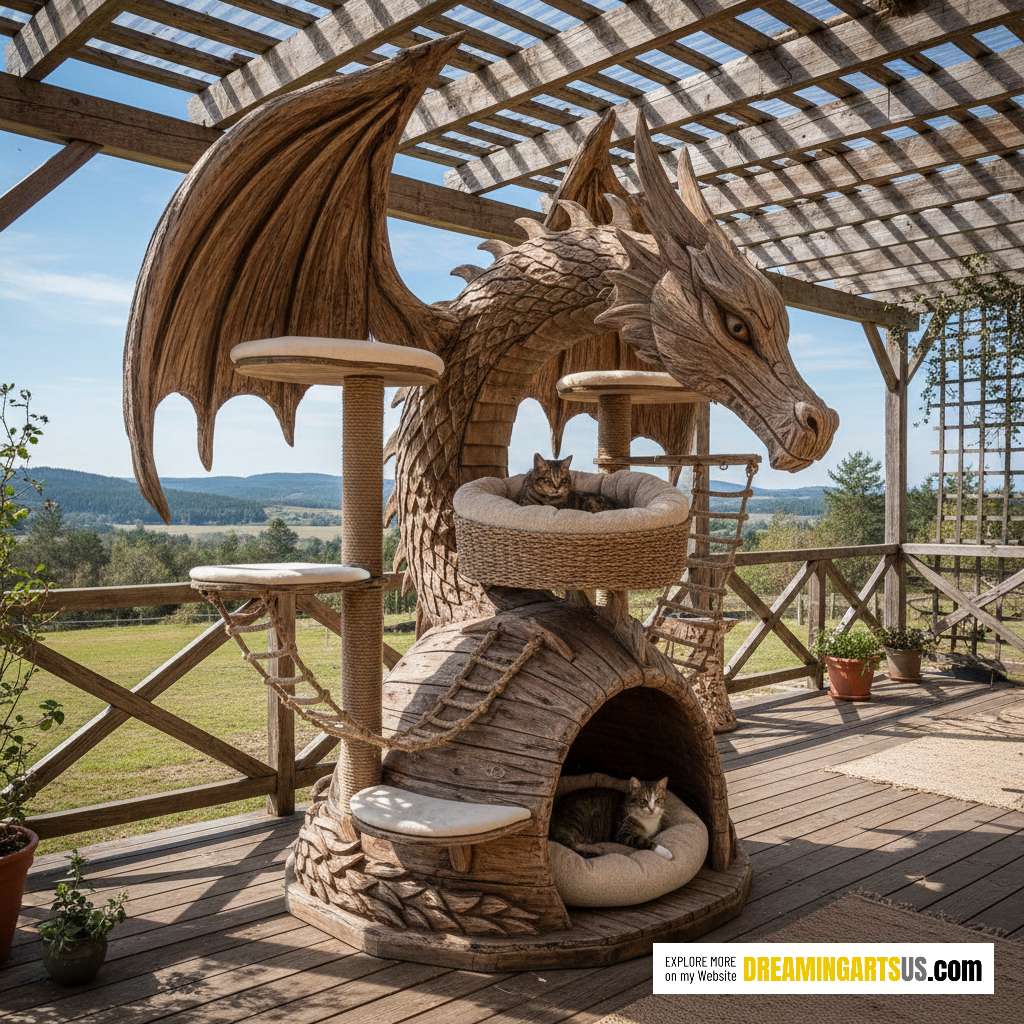 wooden dragon cat tree