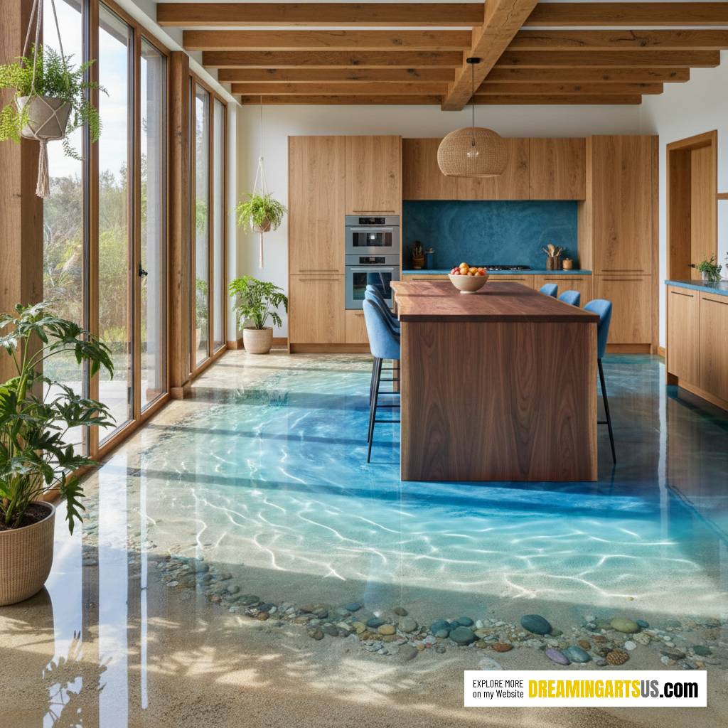 ocean epoxy kitchen floors