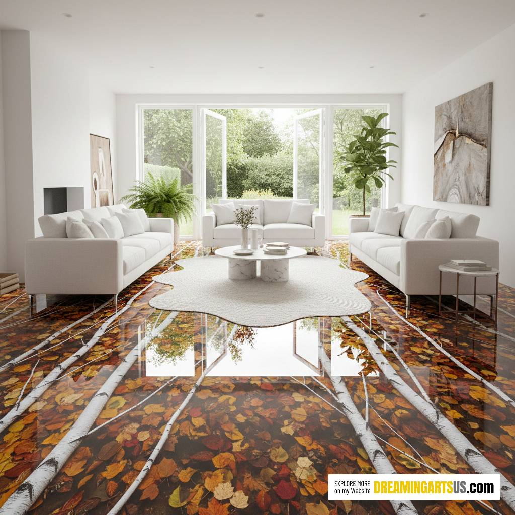 Leaves and Birch Branch Flooring