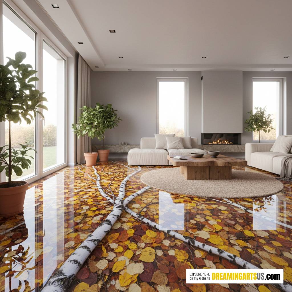 Leaves and Birch Branch Floors