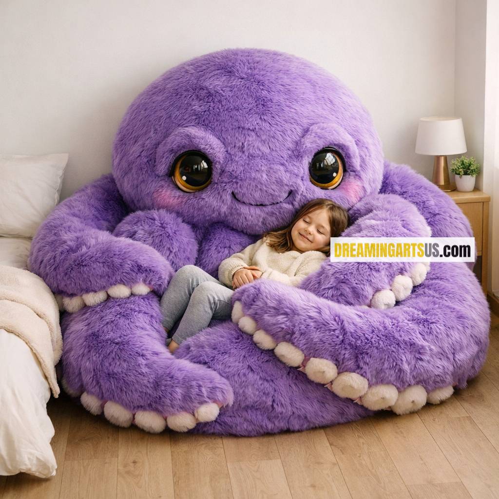 Fluffy Octopus Bean Bag