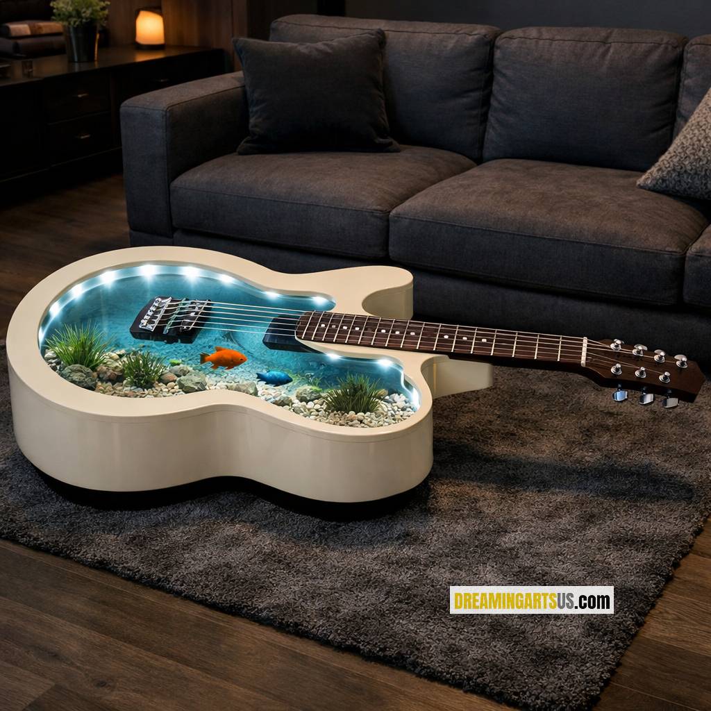 guitar aquarium coffee table