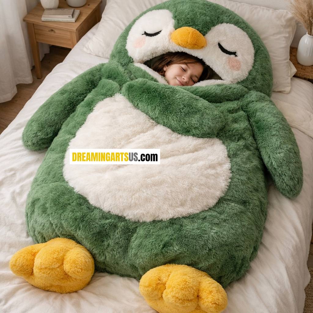 penguin-shaped sleeping bag