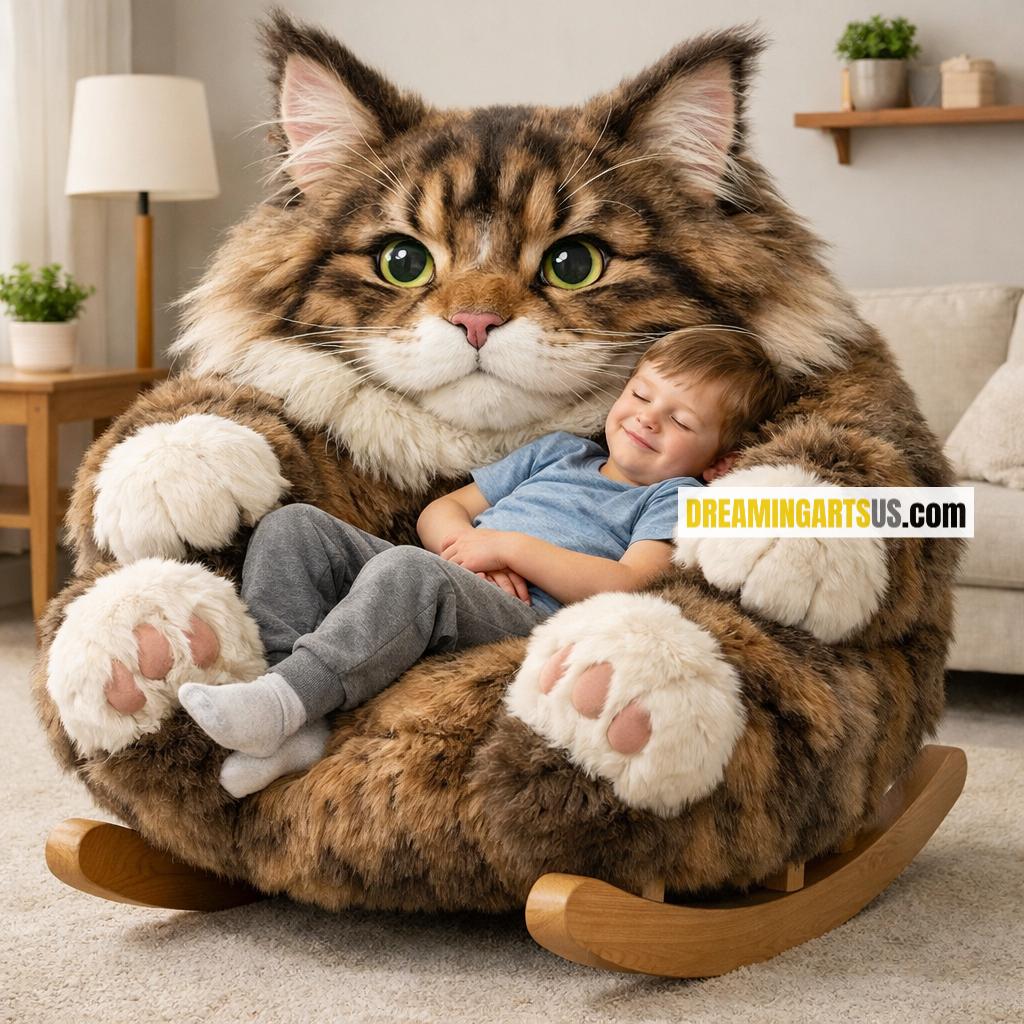 Fluffy Cat Rocking Chair