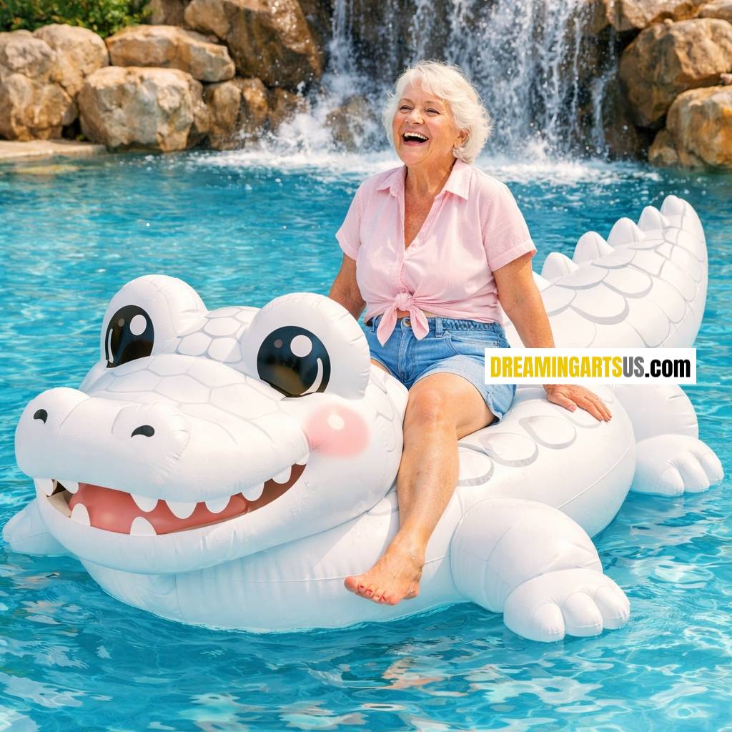 Crocodile-Shaped Inflatable Float