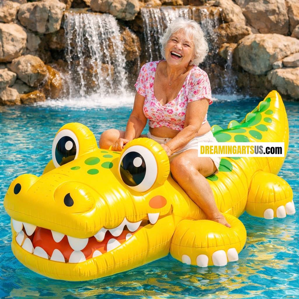 Crocodile-Shaped Inflatable Float