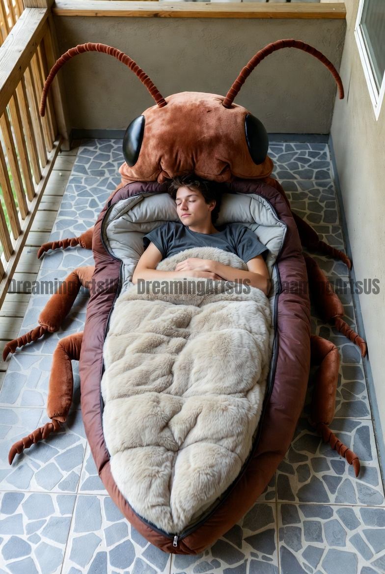 Cockroach-shaped sleeping bag