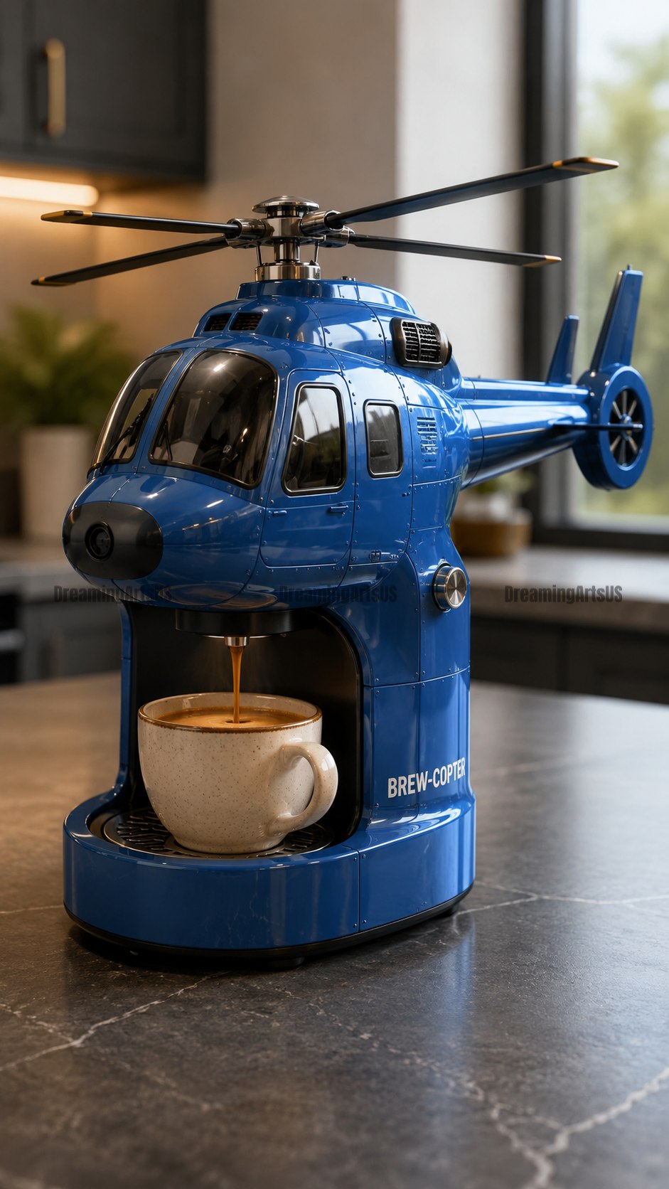 helicopter-shaped coffee maker