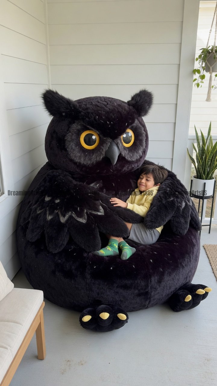 owl-shaped bean bag