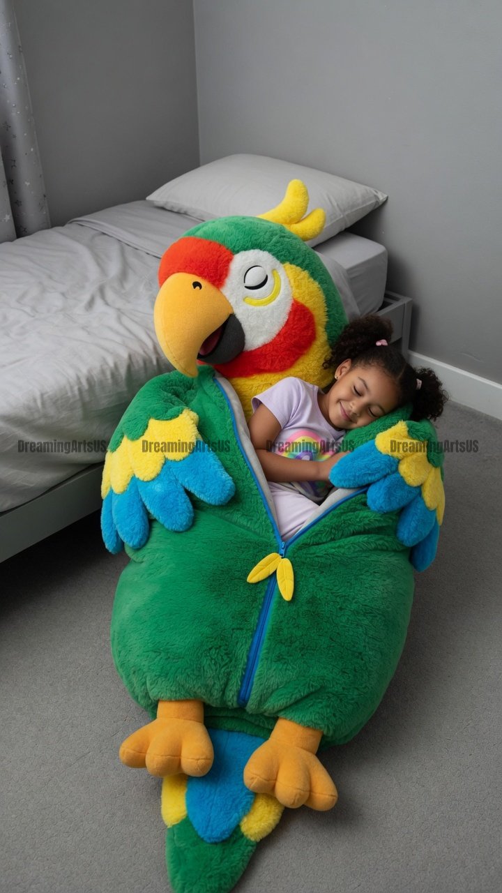 parrot-shaped sleeping bag