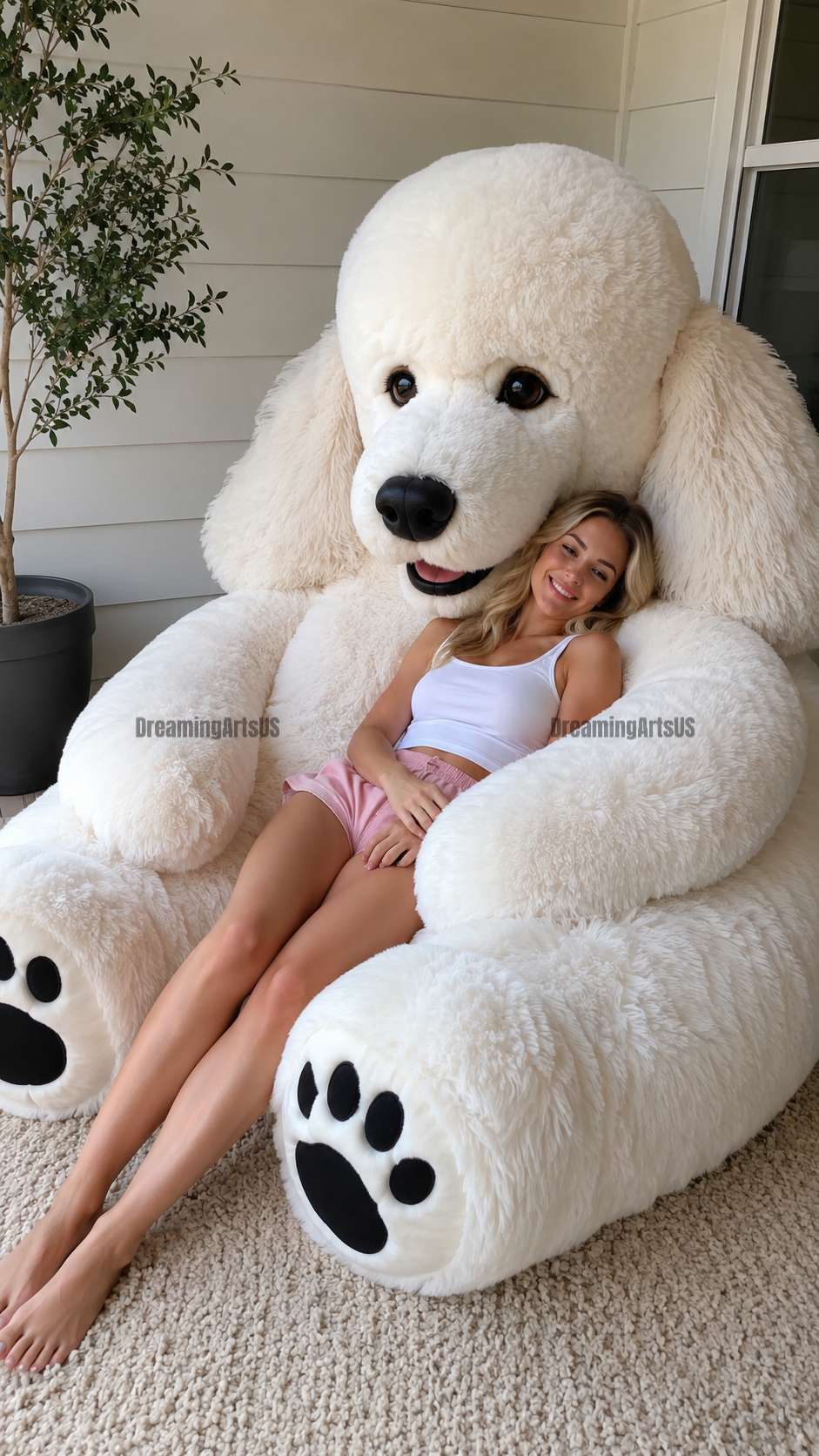 Poodle-shaped bean bag