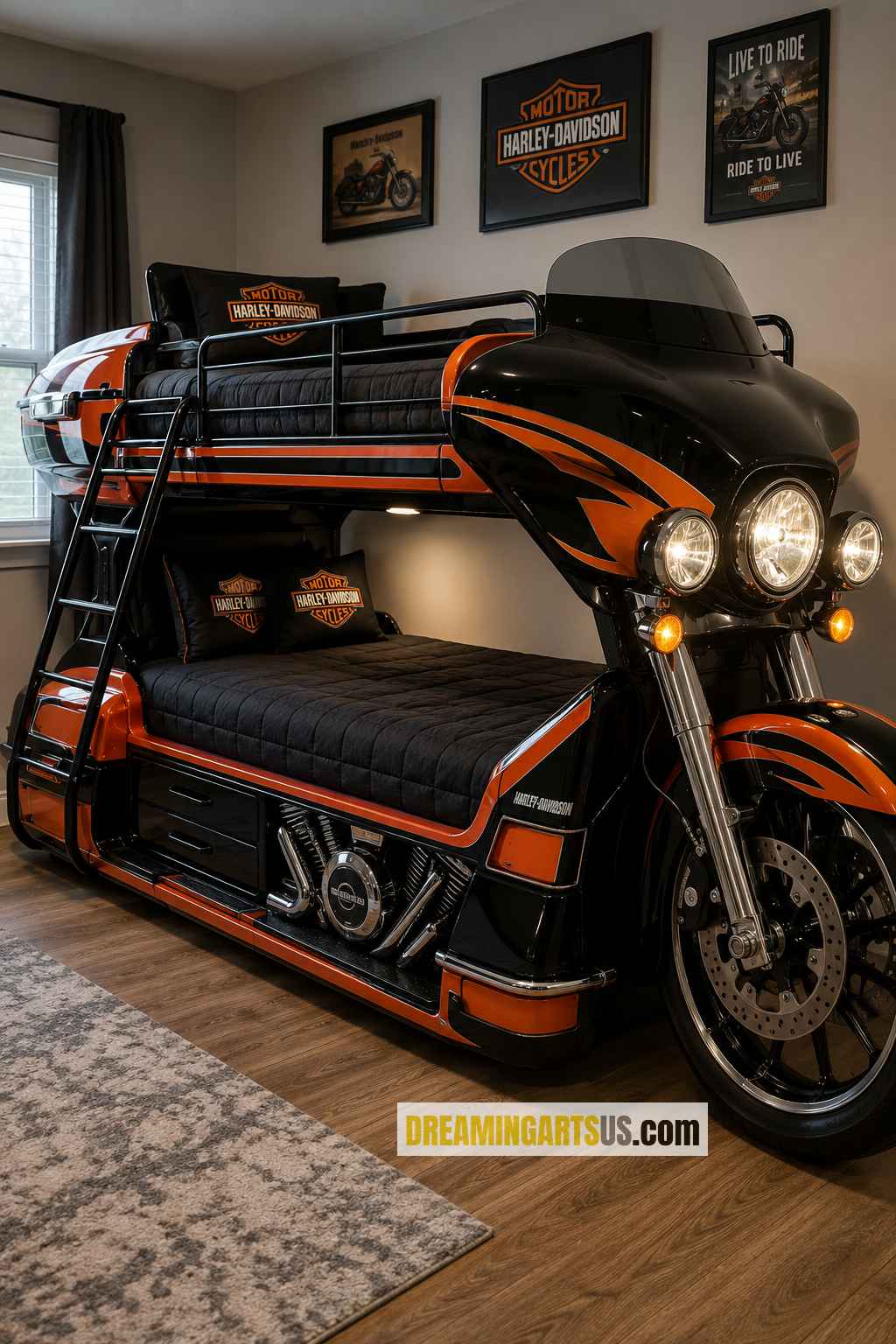 Harley shaped bunk bed