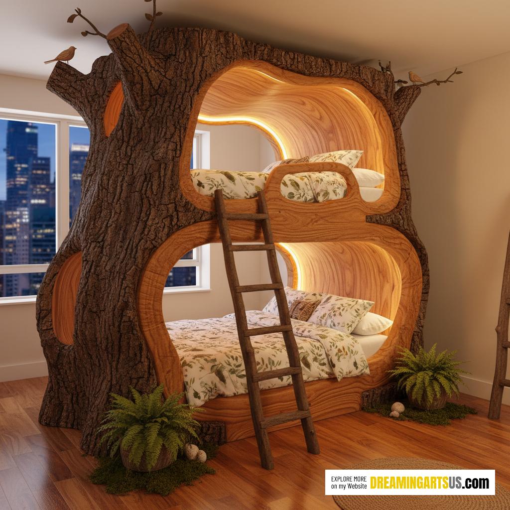 Hollowed Log Bunk Beds