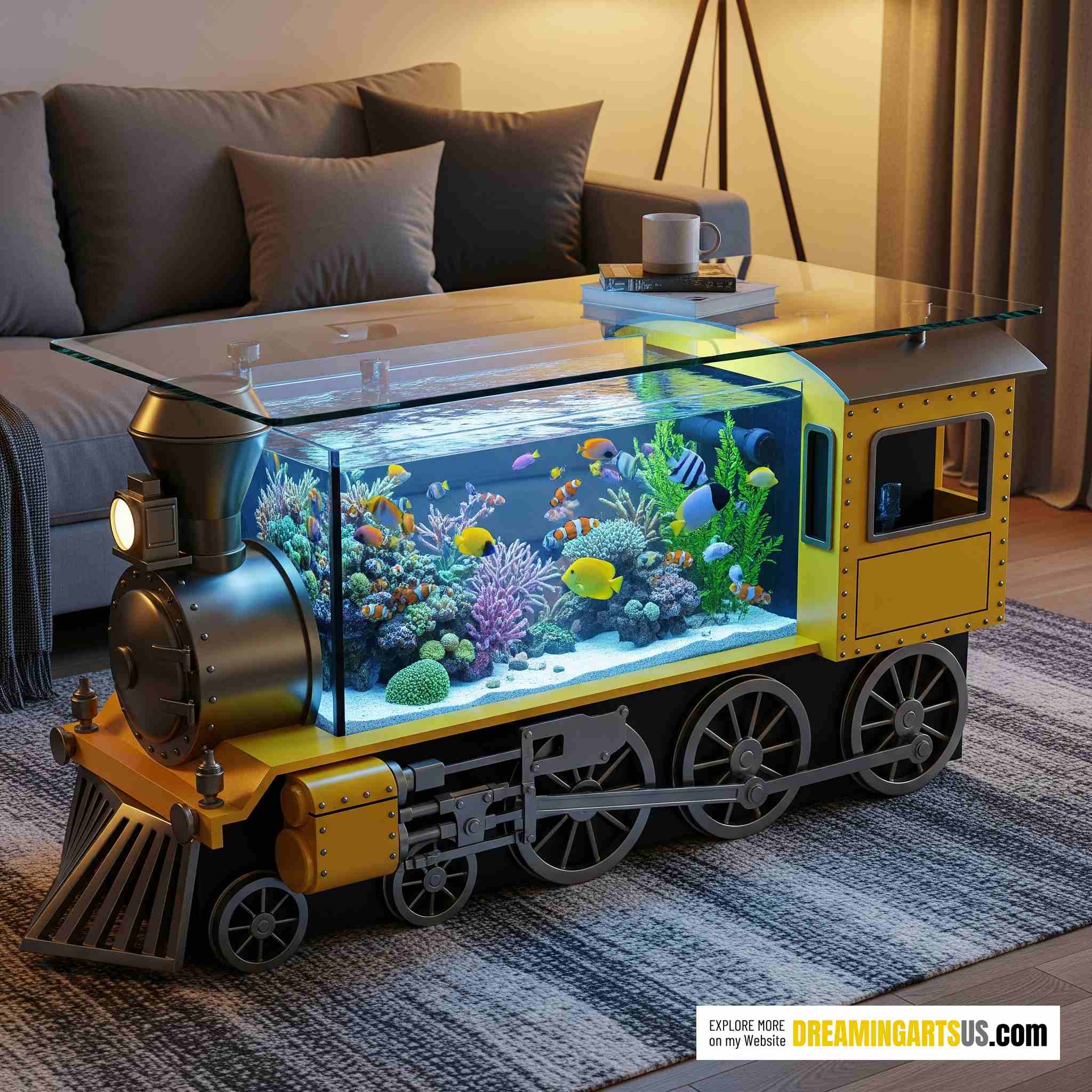 Train Aquarium Coffee Table
