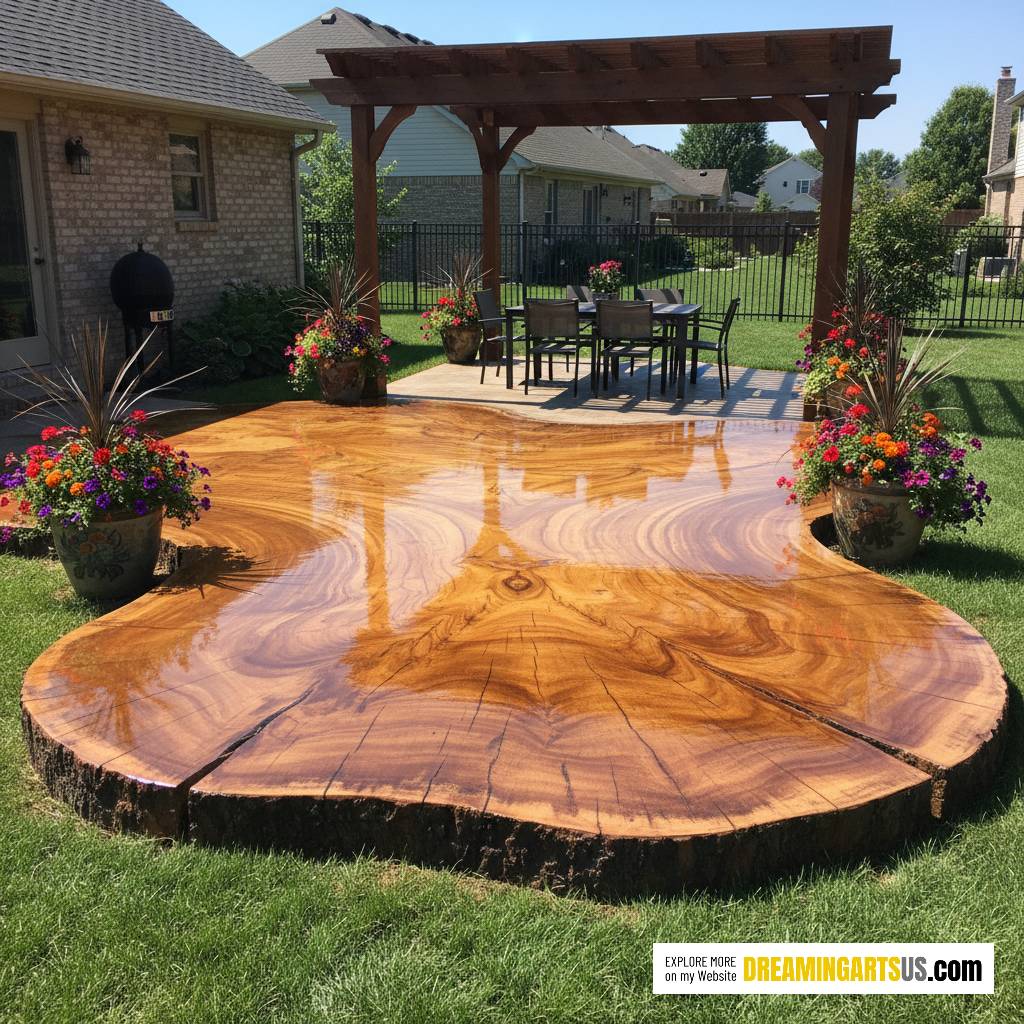 live edge wood patios