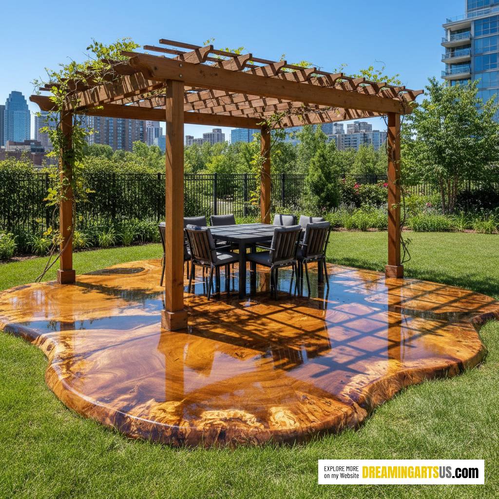 Epoxy Wood Slab Patio