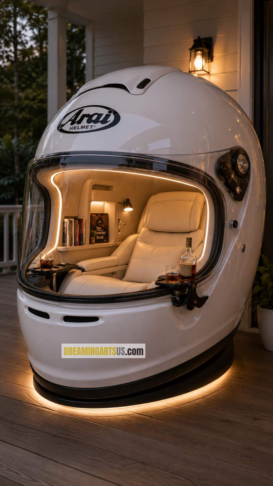 giant helmet reading pods