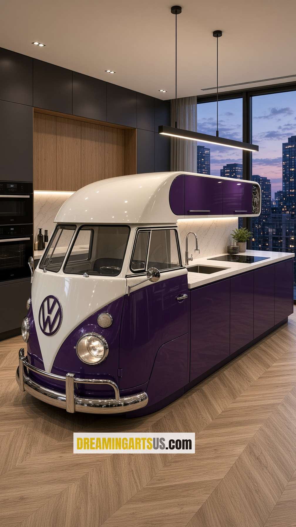 VW Bus shaped kitchen islands