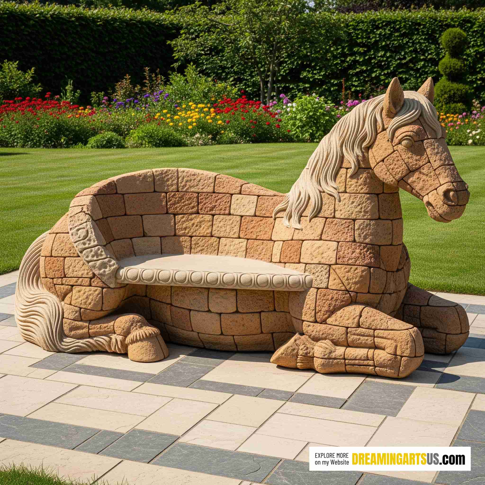 Stone Horse Bench