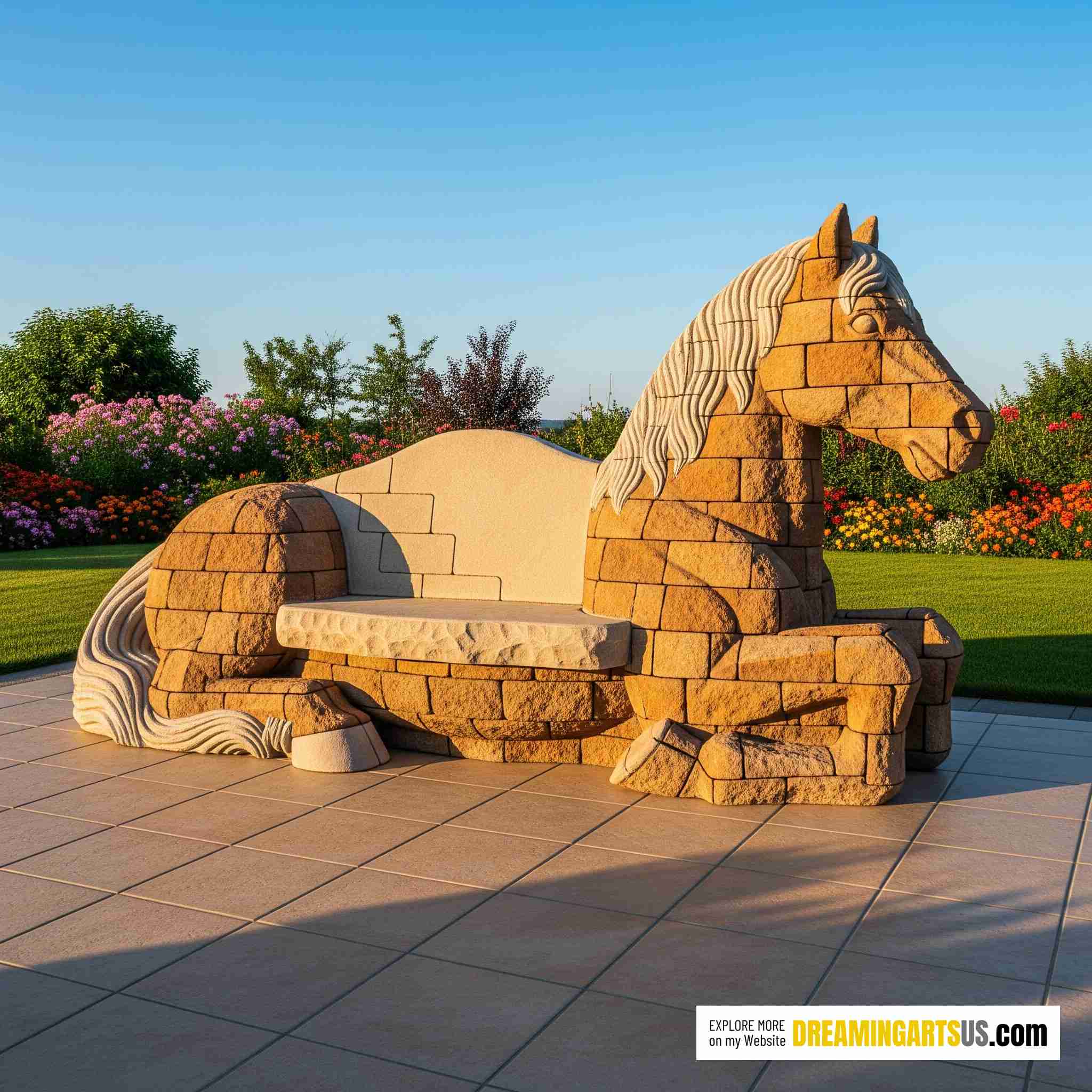 Stone Horse Bench