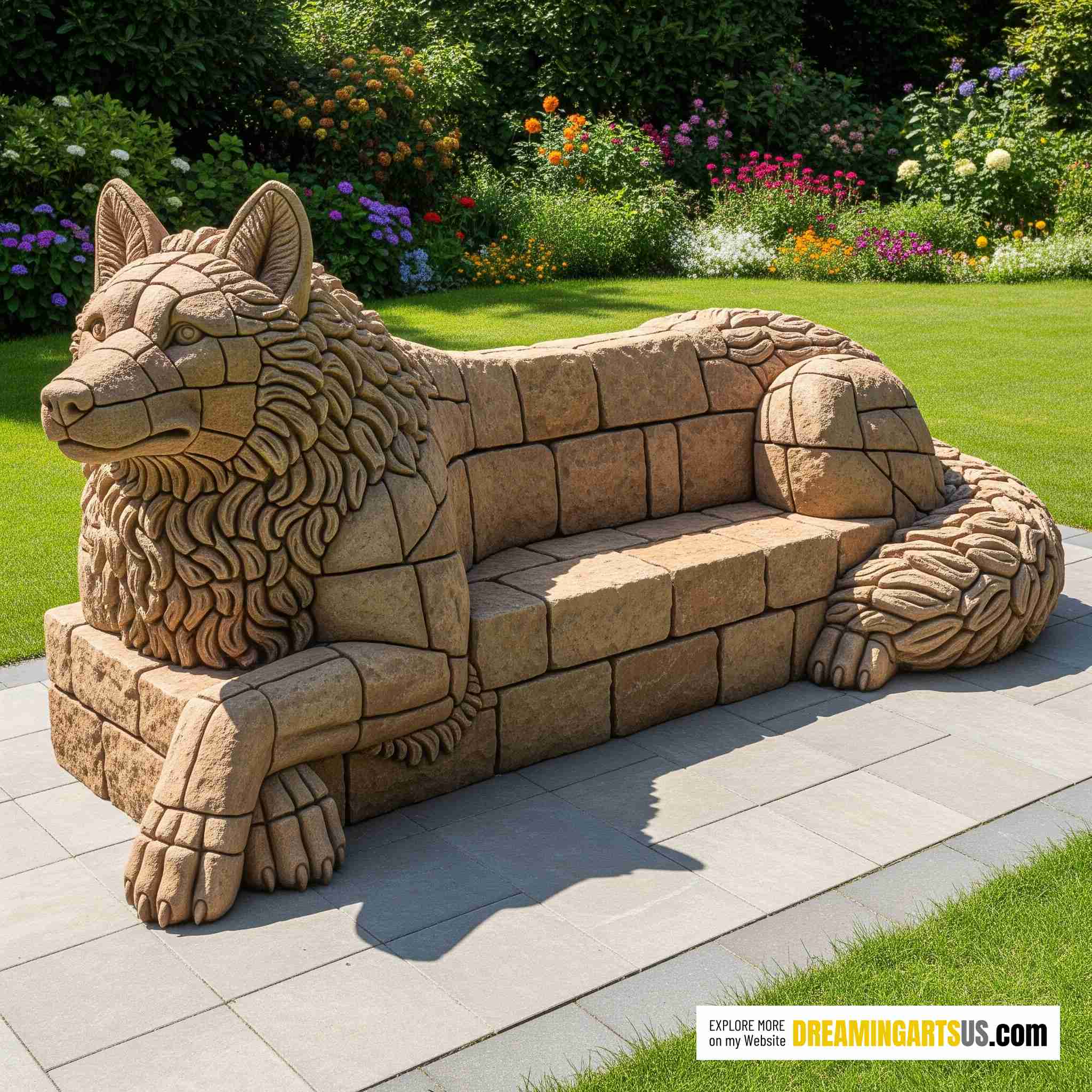 Animal Benches Made From Stone