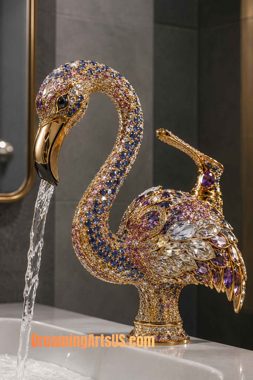 luxury flamingo-shaped faucet
