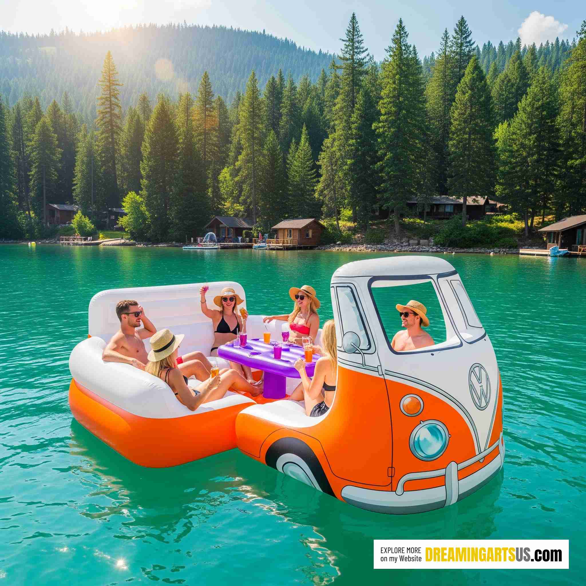 inflatable VW bus lake floats