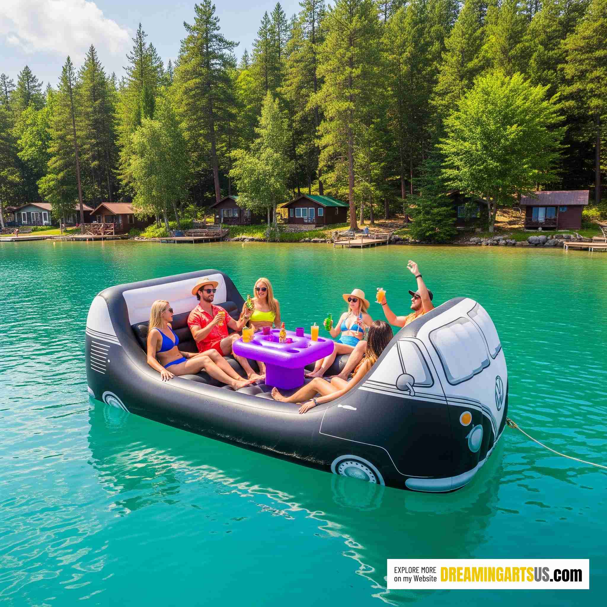 Inflatable VW Bus Lake Float