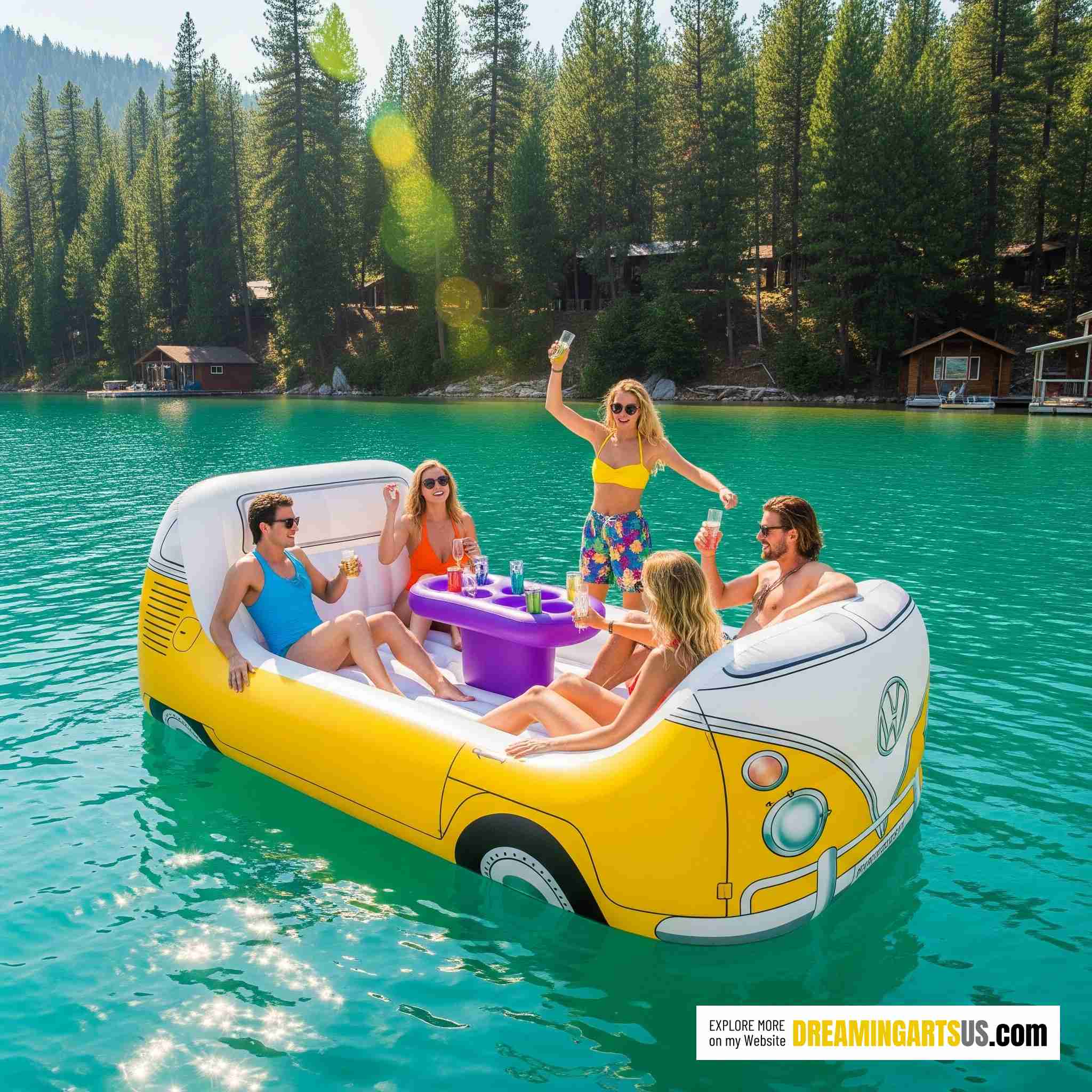 Inflatable VW Bus Lake Float