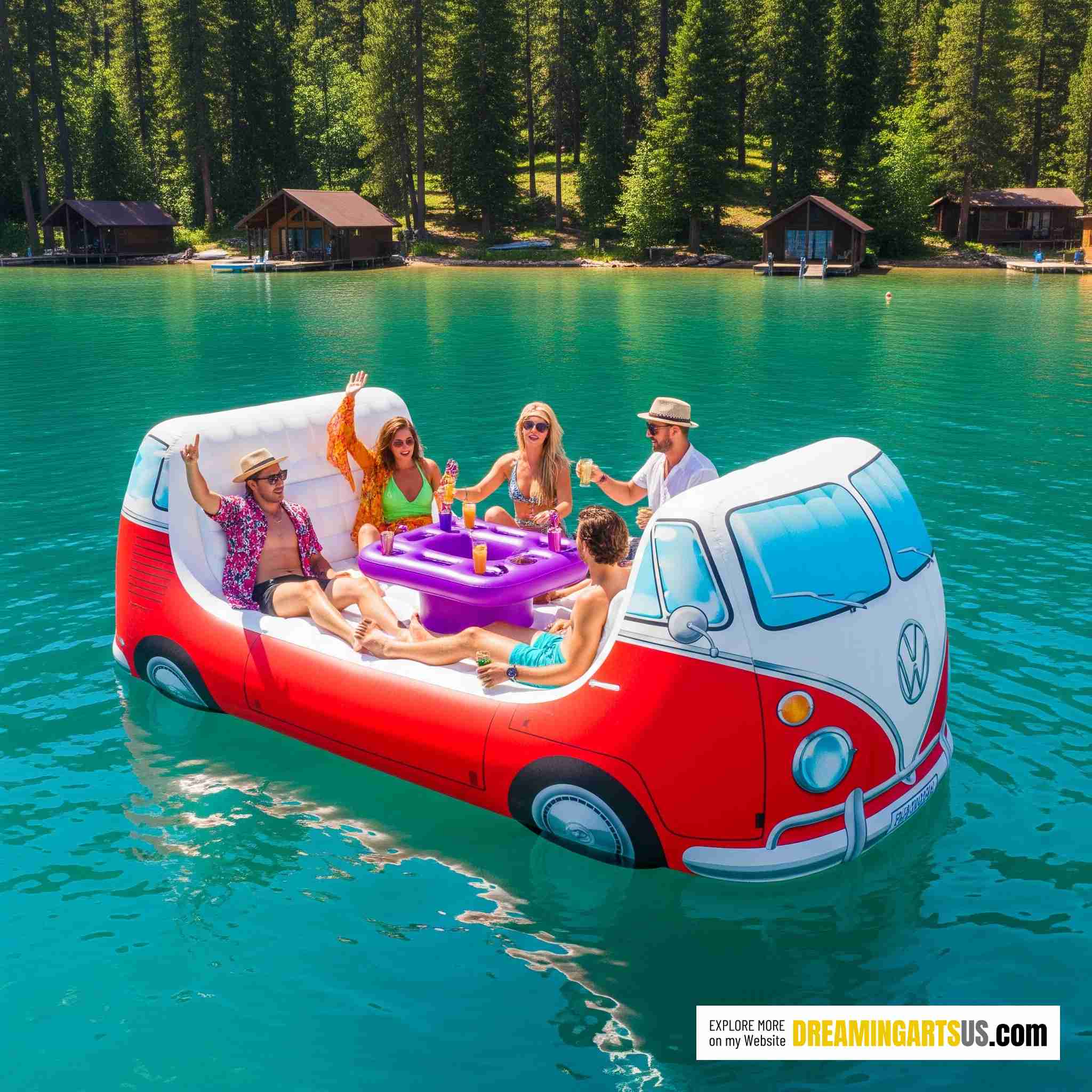 inflatable VW bus lake floats